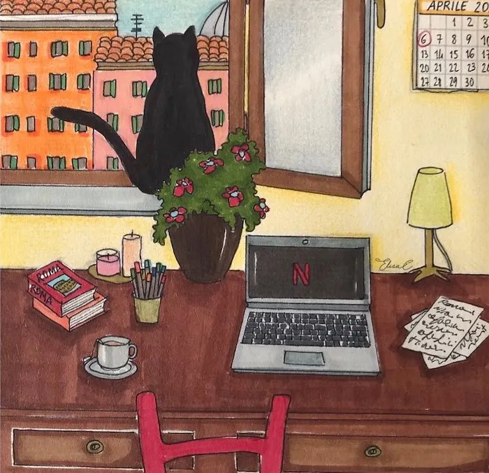 I Illustrate The Daily Life Of My Cat And Me During The Lockdown In Rome (48 Pics)
