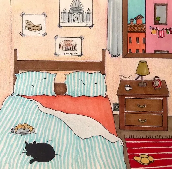 I Illustrate The Daily Life Of My Cat And Me During The Lockdown In Rome (48 Pics)