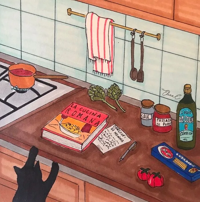 I Illustrate The Daily Life Of My Cat And Me During The Lockdown In Rome (48 Pics)