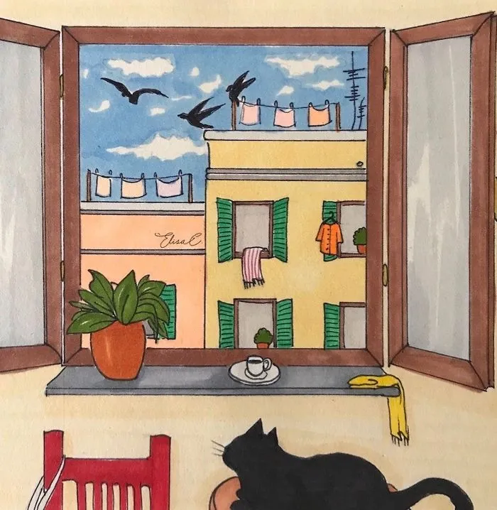 I Illustrate The Daily Life Of My Cat And Me During The Lockdown In Rome (48 Pics)