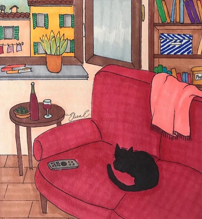 I Illustrate The Daily Life Of My Cat And Me During The Lockdown In Rome (48 Pics)