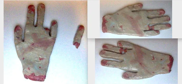 This Disembodied Hand I Made Out Of Crayola Model Magic Last Year. I Painted It. It's The Same Size As My Real Hand. (The Lighting's A Little Odd. It Makes The Hand Look Paler)