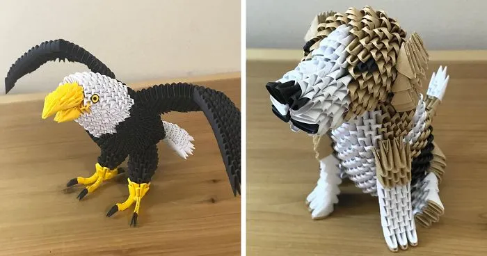 Artist Folds Amazing 3D Animals Out Of Strips Of Paper (19 Pics)