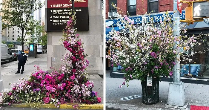 Unexpected Places In NYC Are Blooming With Flowers To Honor Healthcare Workers Thanks To Lewis Miller (11 Pics)