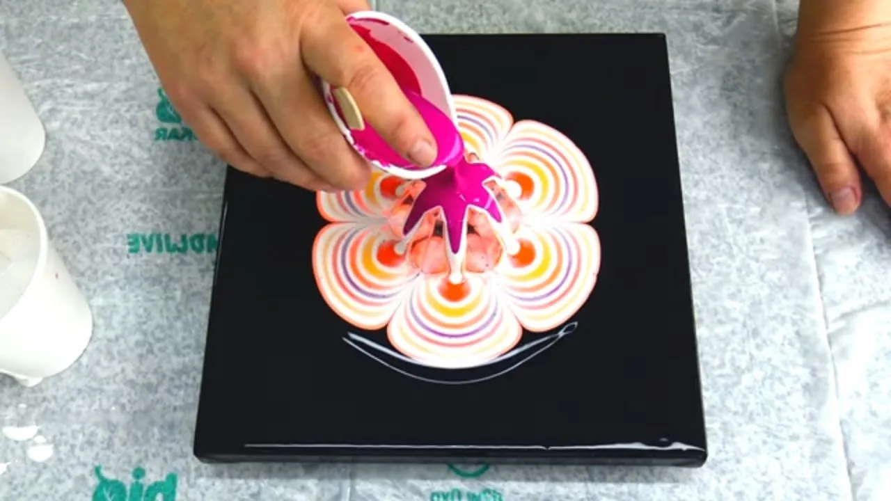 How To Paint A Flower With A Cup & Napkin ~ Acrylic Pour Painting ~ Paint #withme