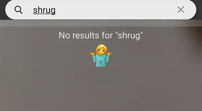 Buscando el emoji de encogerse de hombros
