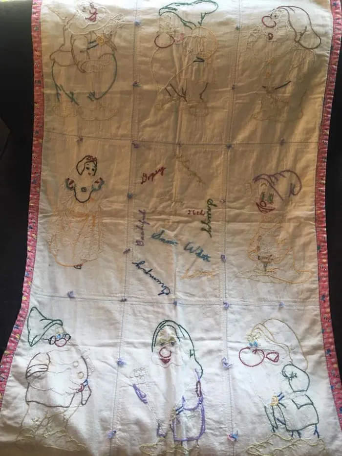 My Mom Was Born 1939, The Year Snow White Was Released. She Passed Away In March And As I Have Been Cleaning Out Her Home, I Found This Beautiful Blanket Made For Her, By Her Grandmother When She Was Born