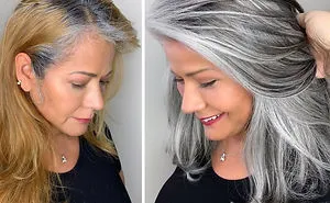 Instead Of Covering Grey Roots, This Hairdresser Makes Clients Embrace It With His Powerful Transformations (35 Pics)
