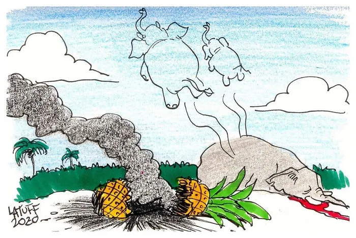Artists Pay Tribute To The Pregnant Elephant Who Died Due To Someone Stuffing A Pineapple With Fireworks