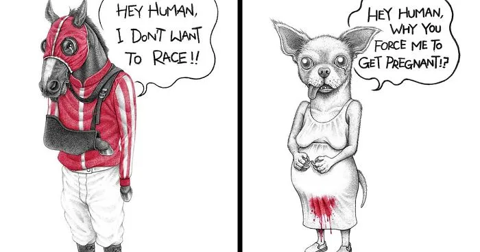 Artist Tries To Raise Awareness About Animal Abuse With These 33 Uncomfortable Illustrations