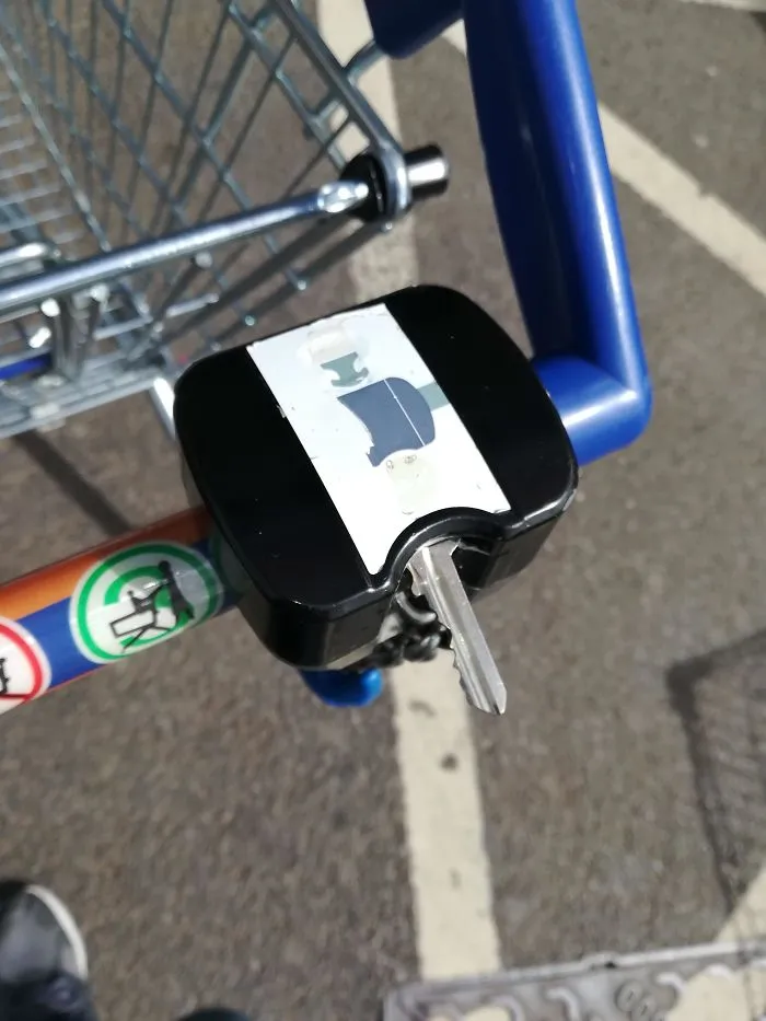 Don't Have A Coin For A Supermarket Trolley? Use A Round Headed Key Instead
