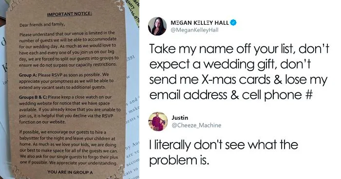This Wedding Invitation Is Causing A Ruckus On Social Media For Putting Guests Into 3 Different Groups