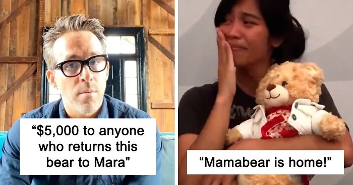 Priceless Stolen Teddy With This Woman’s Late Mother’s Voice Recording Is Returned After Ryan Reynolds' Ransom Offer