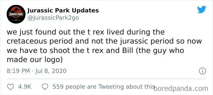 30 Funny Tweets From This Jurassic Park Parody Account