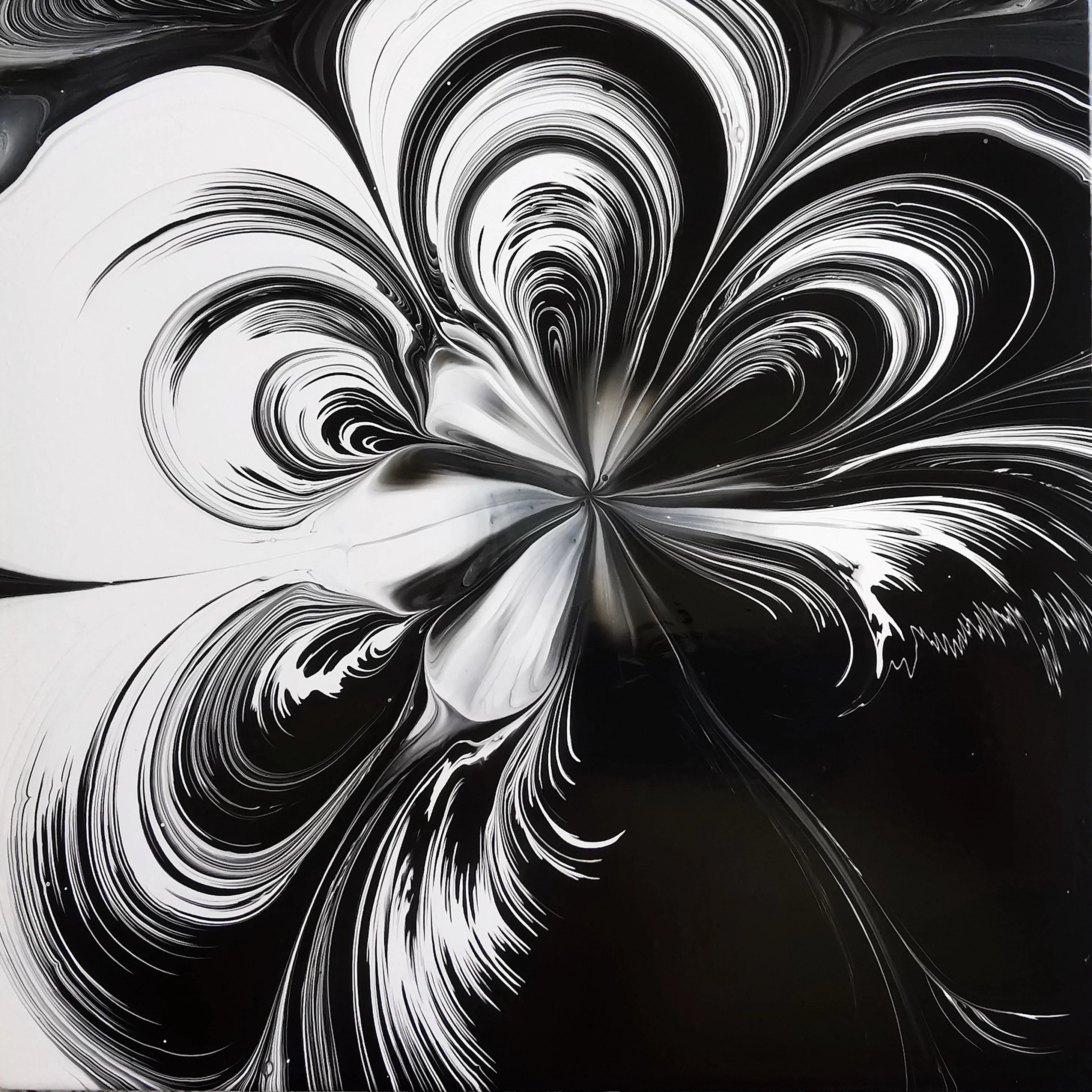 Black & White Paint Kiss 🖤&🤍 ~ Spin Art ~ Cup Bottom Pour