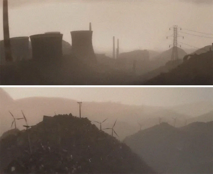Al principio de Wall-e, se ven turbinas de viento y plantas nucleares en lo alto de los montones de basura, mostrando que la humanidad se pasó a la energía limpia demasiado tarde