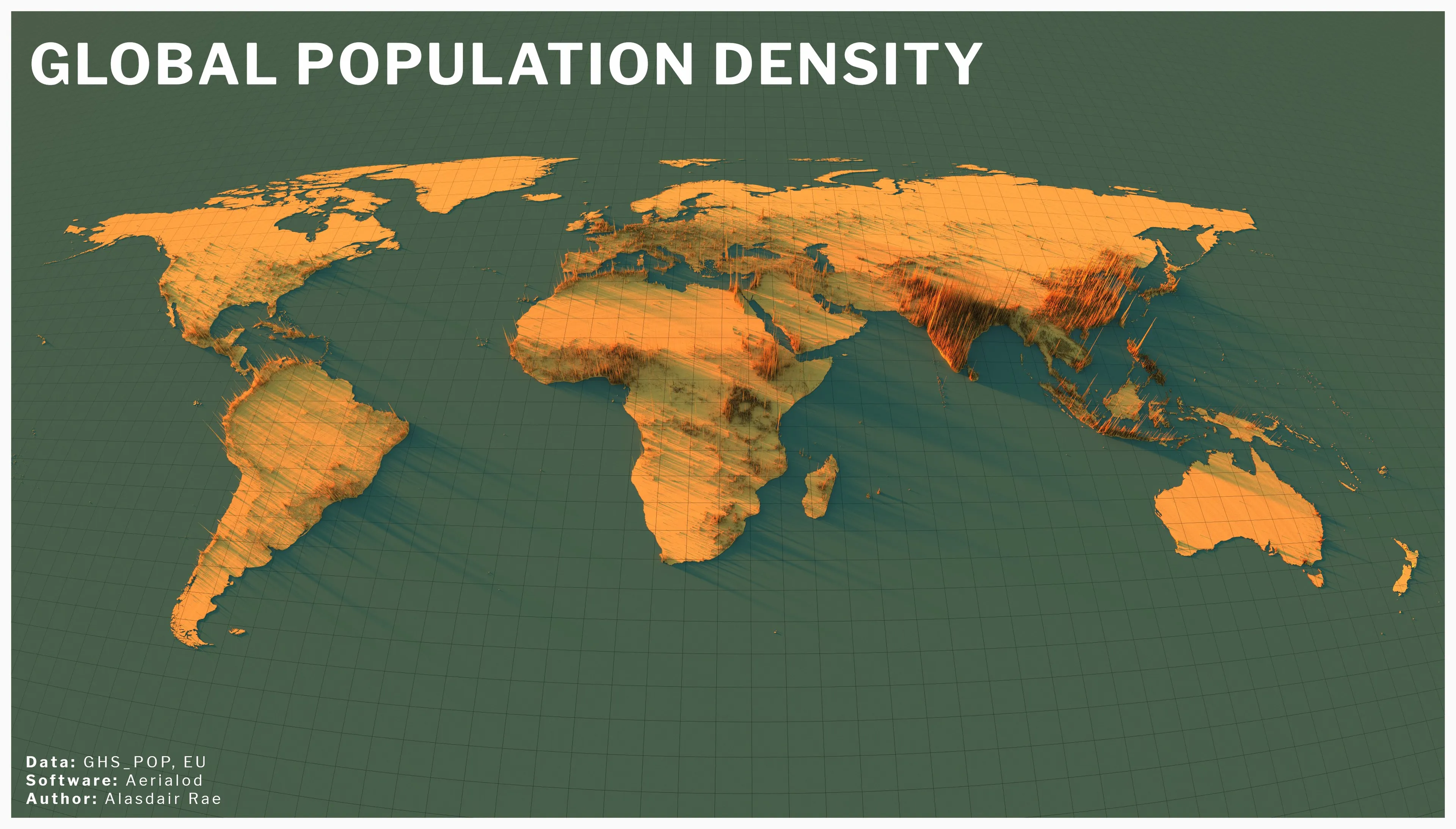 Alasder Ray Decided To Visually Visualize The Earth’s Population Density.