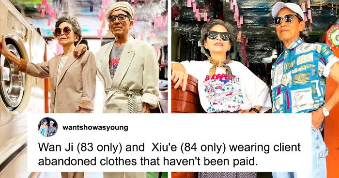 Senior Couple Poses With Clothes That Their Clients Didn't Collect And The Pics Just Radiate Absolute Class And Style (15 Pics)