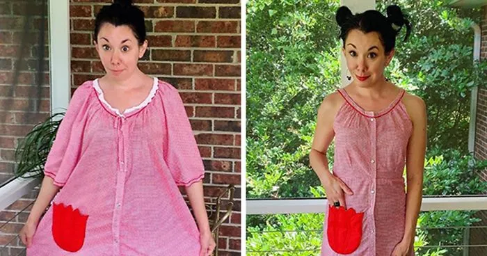 Esta mujer transforma ropa de segunda mano en un elegante vestuario (30 fotos)