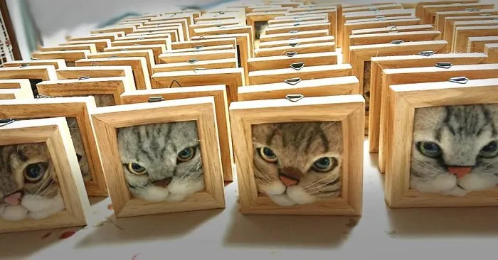 Here Are 30 Of This Japanese Felt Artist's Cutest Cat Frames