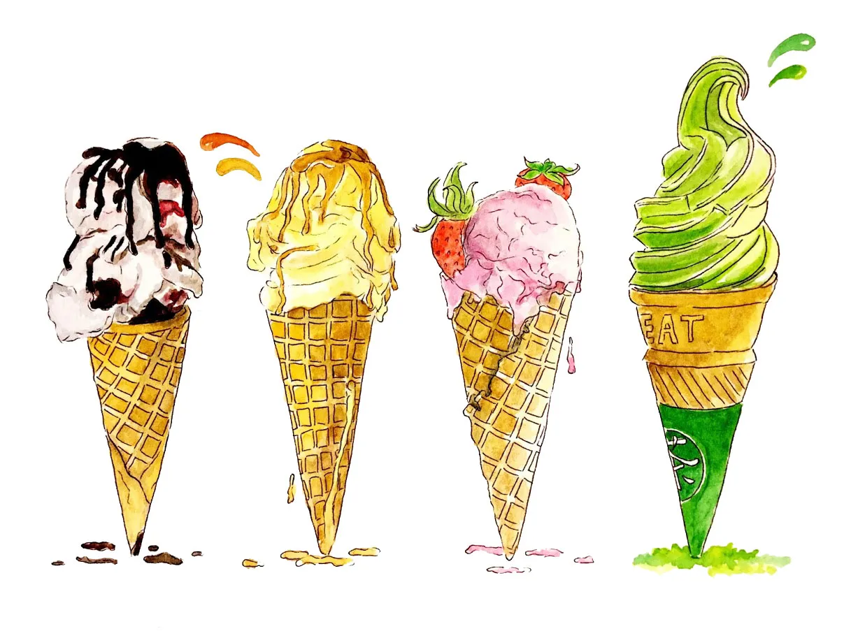 I Made Ice - Cream For Hot Weather With Watercolor