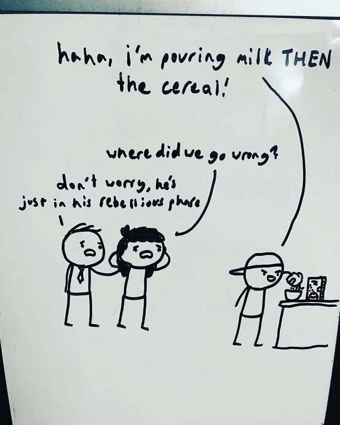 Dad Finds His 14-Year-Old's Comics Funny So He Decides To Post Them Online, And People Are Praising His Humor