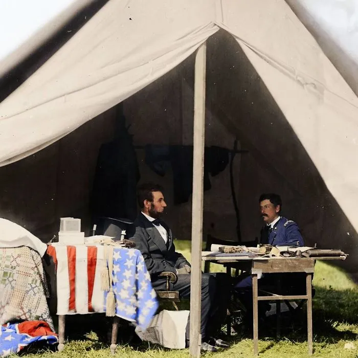 Abraham Lincoln y George Mcclellan en Antietam, 1862
