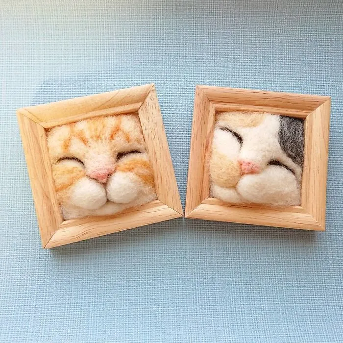Here Are 30 Of This Japanese Felt Artist's Cutest Cat Frames