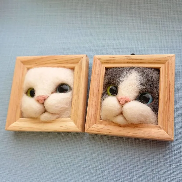 Here Are 30 Of This Japanese Felt Artist's Cutest Cat Frames