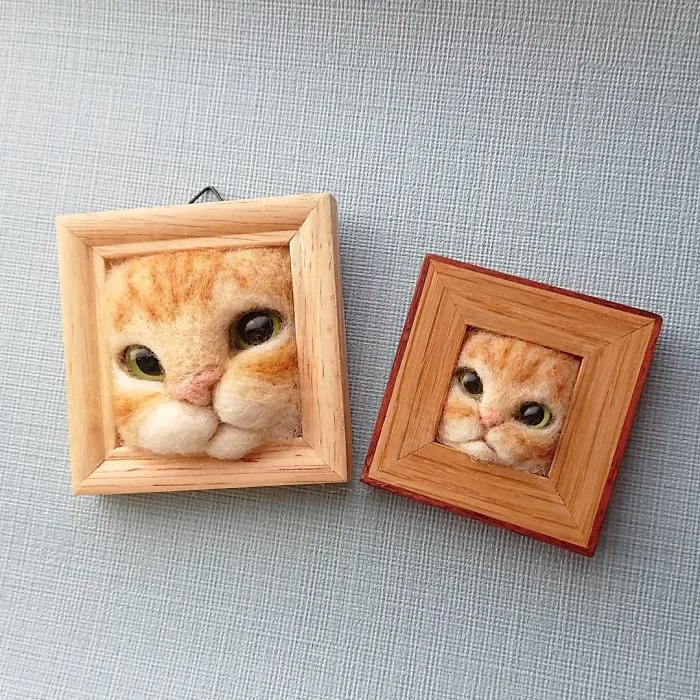 Here Are 30 Of This Japanese Felt Artist's Cutest Cat Frames