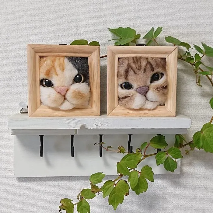 Here Are 30 Of This Japanese Felt Artist's Cutest Cat Frames