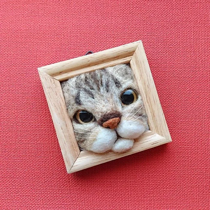 Here Are 30 Of This Japanese Felt Artist's Cutest Cat Frames