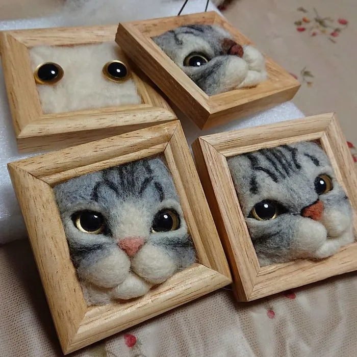 Here Are 30 Of This Japanese Felt Artist's Cutest Cat Frames
