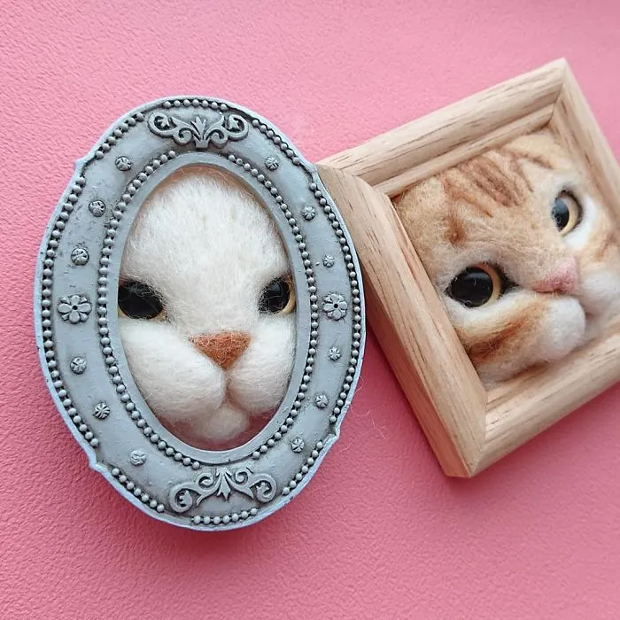 Here Are 30 Of This Japanese Felt Artist's Cutest Cat Frames