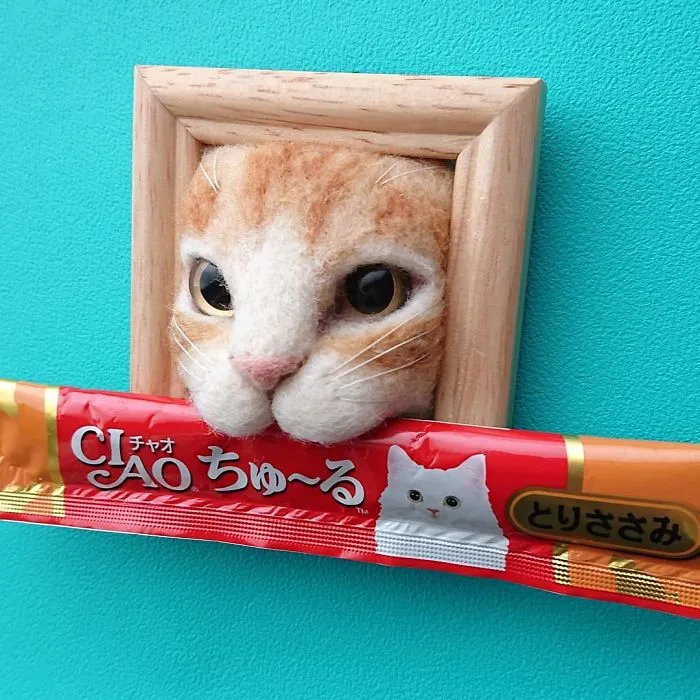 Here Are 30 Of This Japanese Felt Artist's Cutest Cat Frames
