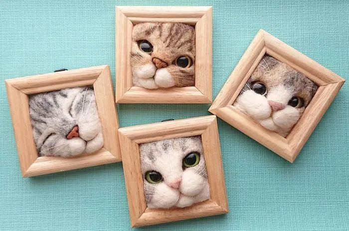 Here Are 30 Of This Japanese Felt Artist's Cutest Cat Frames