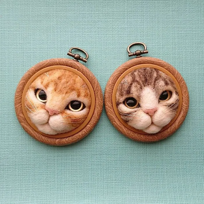 Here Are 30 Of This Japanese Felt Artist's Cutest Cat Frames