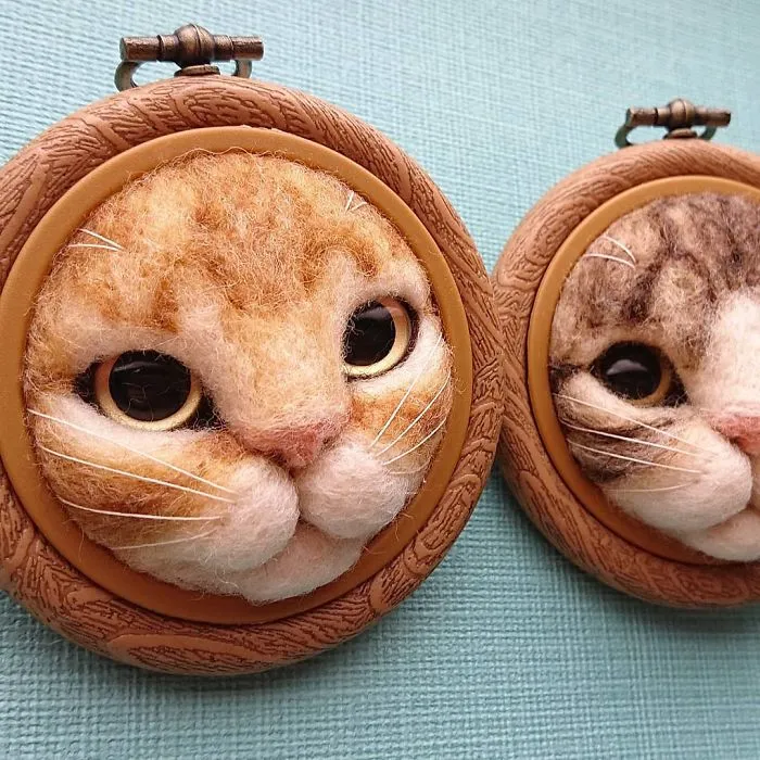 Here Are 30 Of This Japanese Felt Artist's Cutest Cat Frames