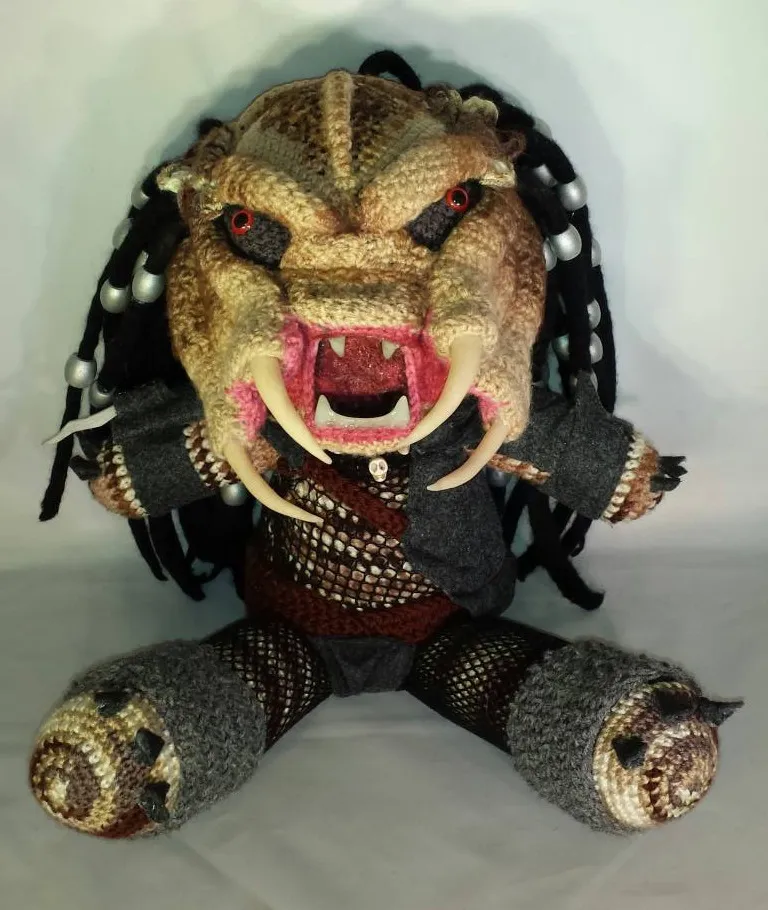 Natalie Of Punk Rock White Trash Crocheted This 18-Inch Predator Amigurumi ... It Has Glow-In-The-Dark Teeth!