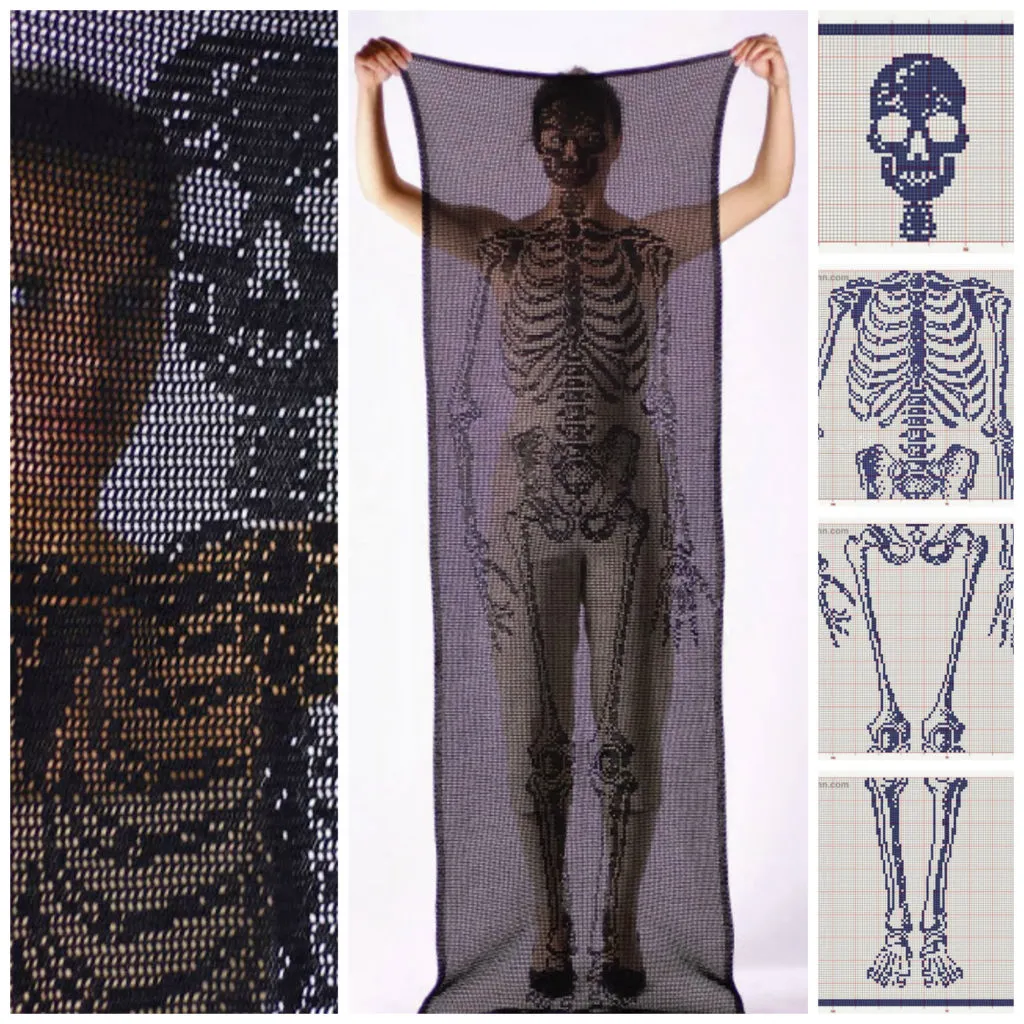 Life-Size Self-Portrait Skeleton Scarf By Fabienne Gassmann - Get The Crochet Chart