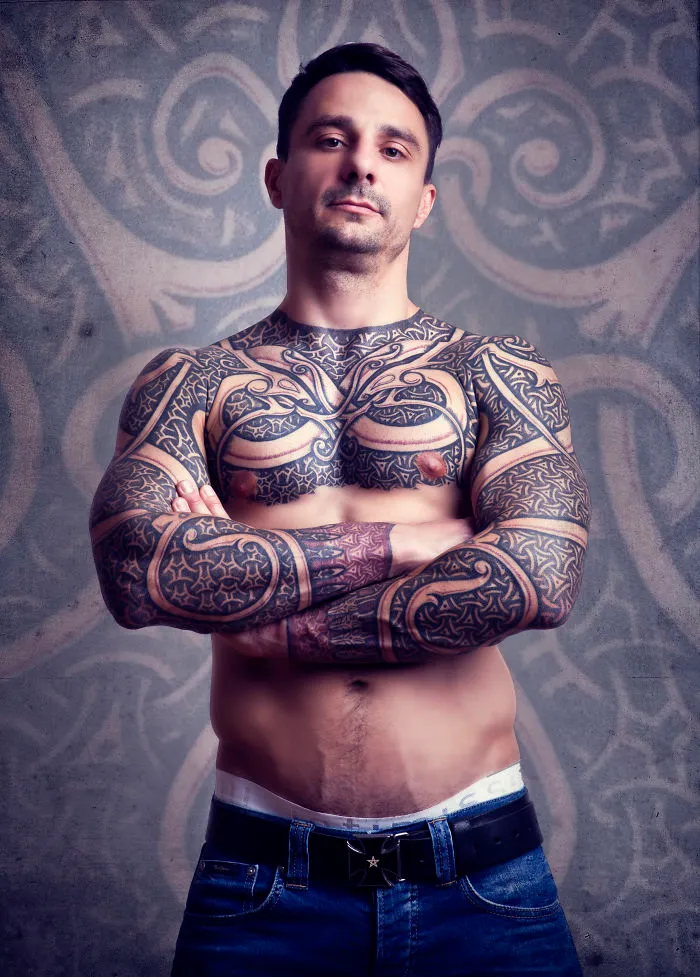 Urnes Styled Armor Tattoo For Marcin From Poland, A Slavic Viking If I Ever Met One