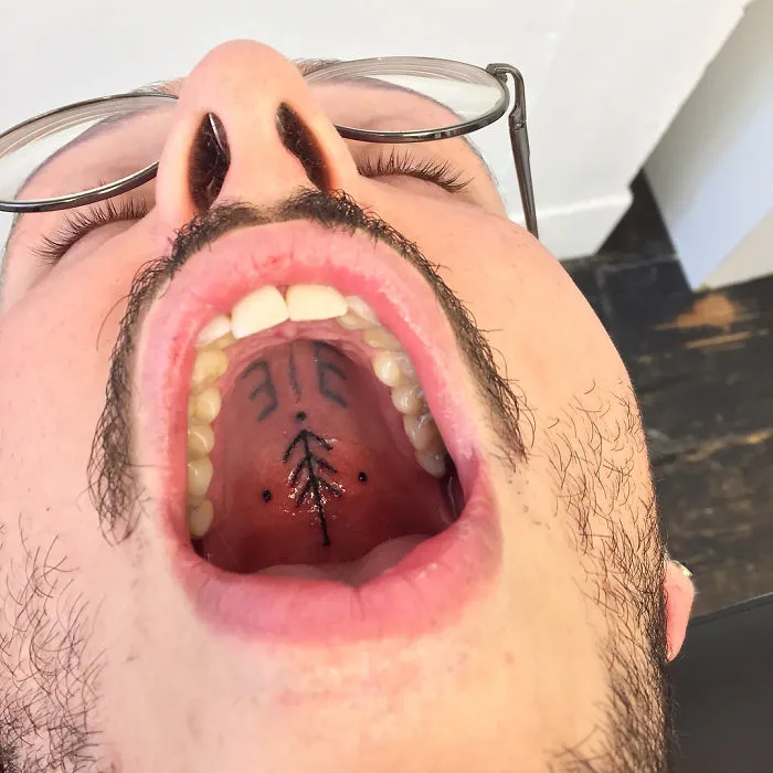 This Tattoo Artist Uses Unconventional Body Parts As His Canvas, Here Are His 23 'Secret' Tattoos On The Roof Of The Mouth