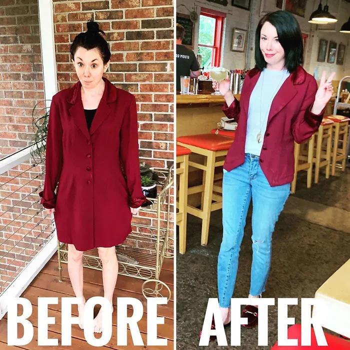 Esta mujer transforma ropa de segunda mano en un elegante vestuario (30 fotos)