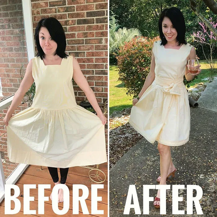 Esta mujer transforma ropa de segunda mano en un elegante vestuario (30 fotos)