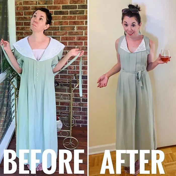 Esta mujer transforma ropa de segunda mano en un elegante vestuario (30 fotos)