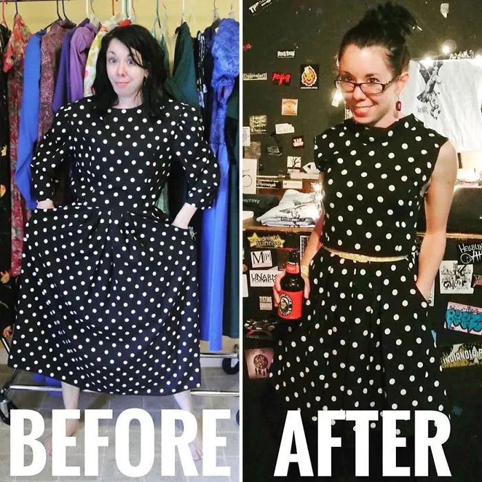 Esta mujer transforma ropa de segunda mano en un elegante vestuario (30 fotos)