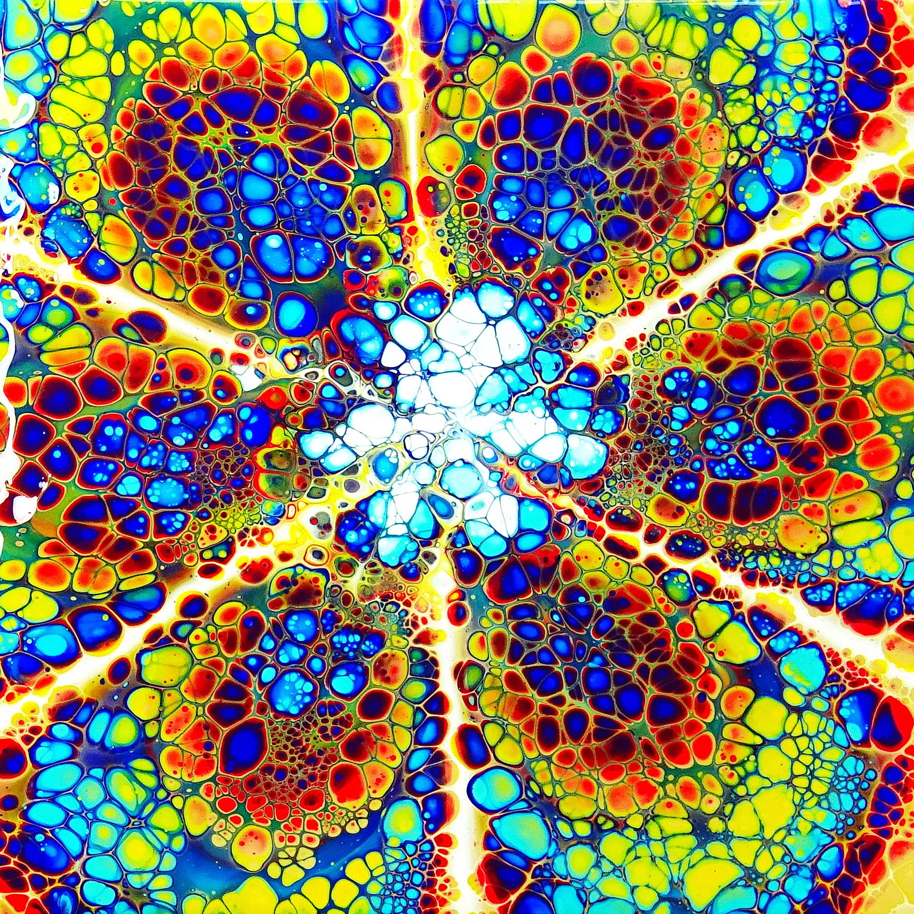 How To Make Stained Glass Look With Acrylic Pouring ~ Open Cup Technique ~ Abstract Flower