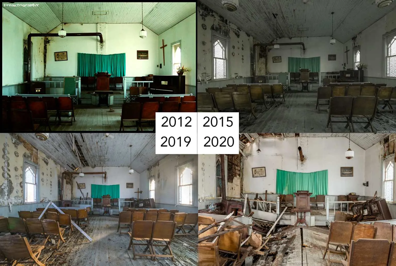 I've Been Visiting The Same Abandoned Church For 8 Years To Document The Decay