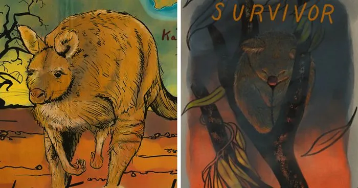 Artist Tells A Heart-Wrenching Story Of The '19-20 Australian Bushfires In 12 Sad But True Sketches