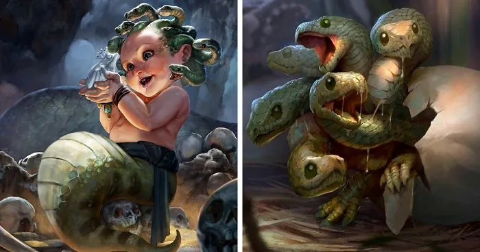 Este artista retrata a criaturas míticas en su forma vulnerable: cuando aún eran bebés (30 imágenes)